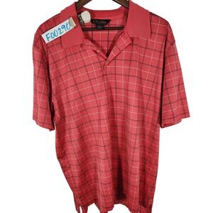 Brooks Brothers Double Mercerized Cotton Coral Windowpane Print Polo Shirt XL
